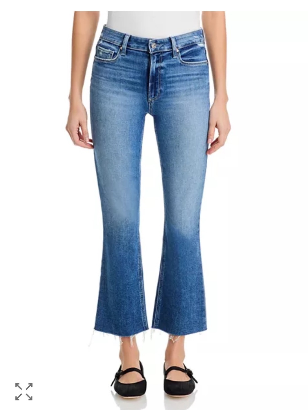 PAIGE Collette Crop Flare Jeans in Light-to-Mid Blue